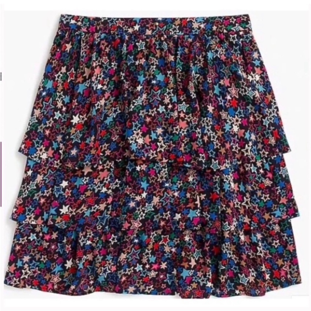 J. Crew Tiered Kaleidoscope Star Print Skirt size 2 Tall Like New